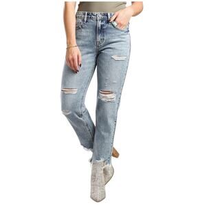 Hidden Women’s Distressed boyfriend jeans, raw hem, 28